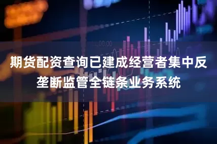 期货配资查询已建成经营者集中反垄断监管全链条业务系统